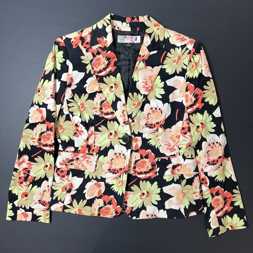Tahari Arthur S. Levine Blazer & Blouse Women's 8p Floral Multi-Color Preppy